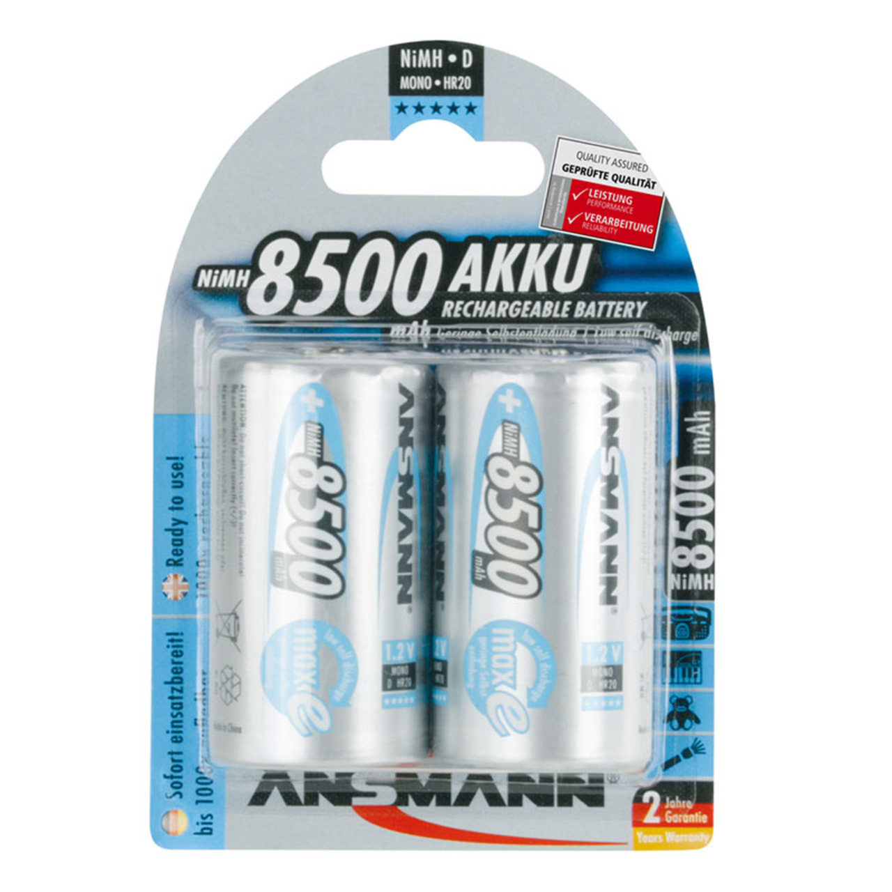 Ansmann maxE NiMH-Akku Mono 8500 mAh- 2er-Pack