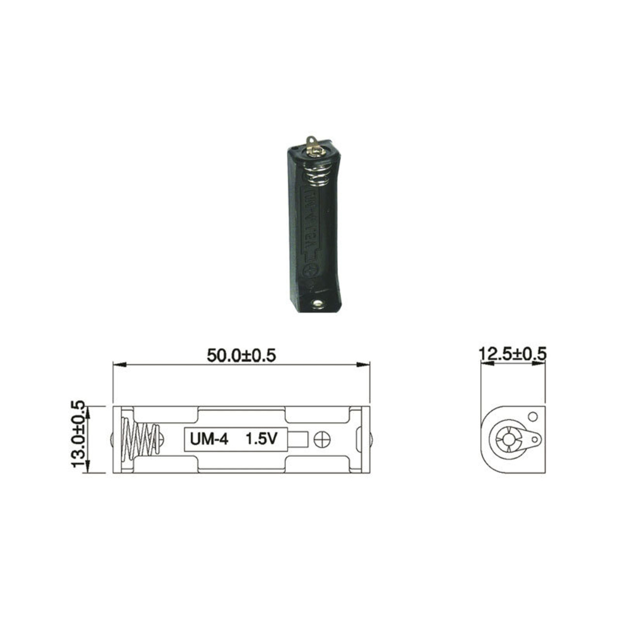 Batteriehalter fr 1 x Micro-Batterie mit Ltanschluss unter Stromversorgung
