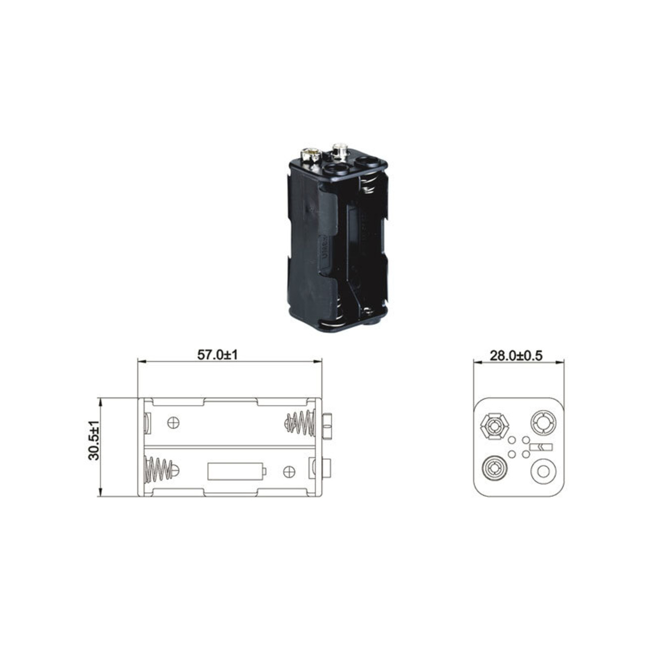 Batteriehalter fr 4 x Mignon Batterie mit Druckknopf-Anschluss unter Stromversorgung