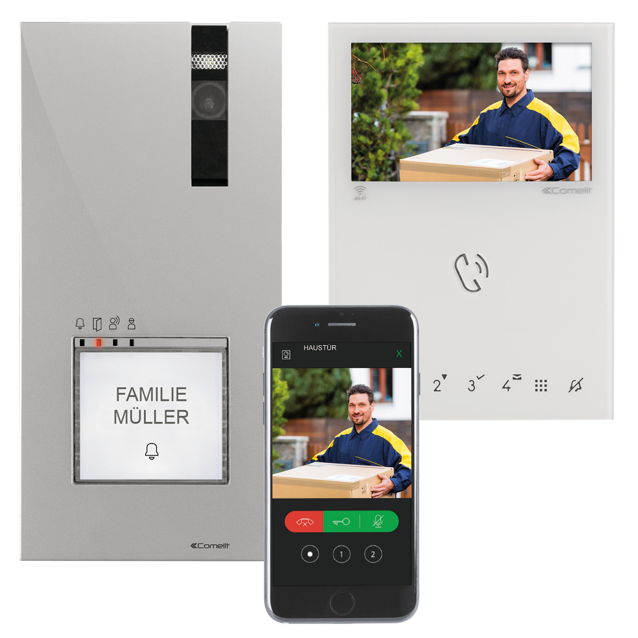 Comelit Wifi-Video-Trsprechanlage fr 1-4 Familienhuser- Inneneinheit mit 10-9-cm-Farbmonitor