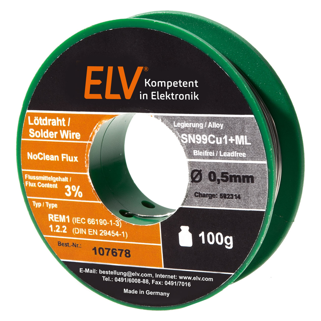 ELV No-Clean Ltzinn bleifrei Sn99Cu1+ML- 0-5 mm- 100 g