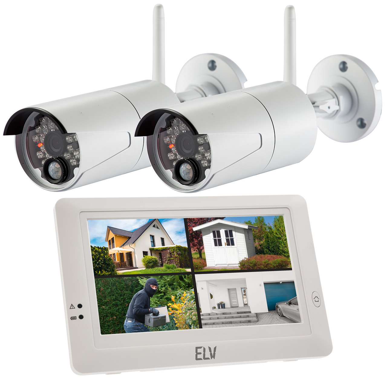 ELV Spar-Set Funk-Kamerasystem KS200 HD mit 2 Kameras- 2-4 GHz- App- HD (720p)