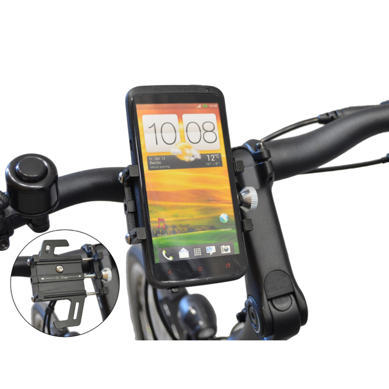 Filmer Fahrrad-Smartphonehalterung 49800- 55 - 95 mm Smartphone-Breite- mit Stossdmpfung- Aluminium