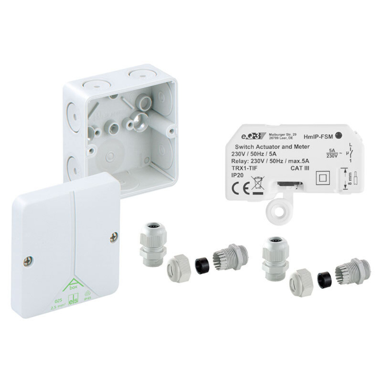 Homematic IP Smart Home Schalt-Mess-Aktor HmIP-FSM fr den Aussenbereich inkl- Verteilerdose ABOX