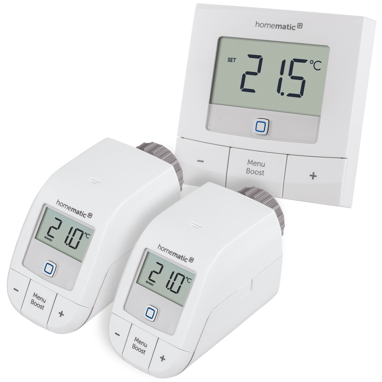 Homematic IP Smart Home Set Heizen Basic XS mit 2x Heizkrperthermostat und 1x Wandthermostat
