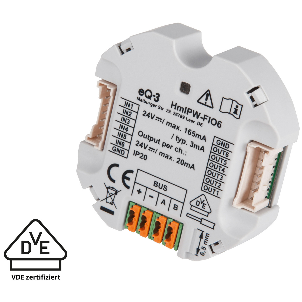 Homematic IP Wired Smart Home 6-fach-Unterputz-IO-Modul HmIPW-FIO6- VDE zertifiziert unter Hausautomation
