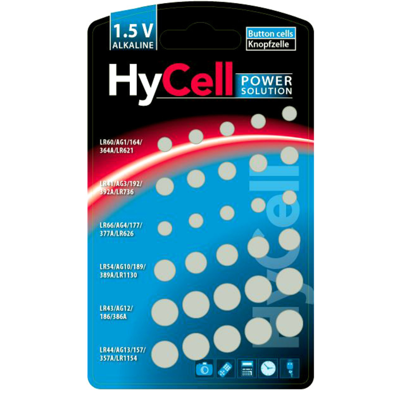 Hycell Alkaline-Knopfzellen-Set- 1-5 V- 30 Stck unter Stromversorgung