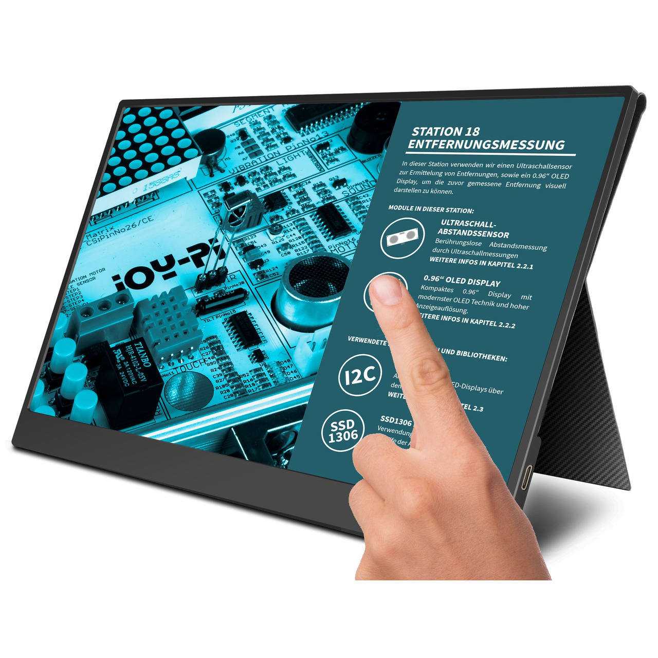 Joy-IT Tragbarer 15-6 Touchscreen-Monitor - Zweitmonitor- inkl- Smart Case Hlle