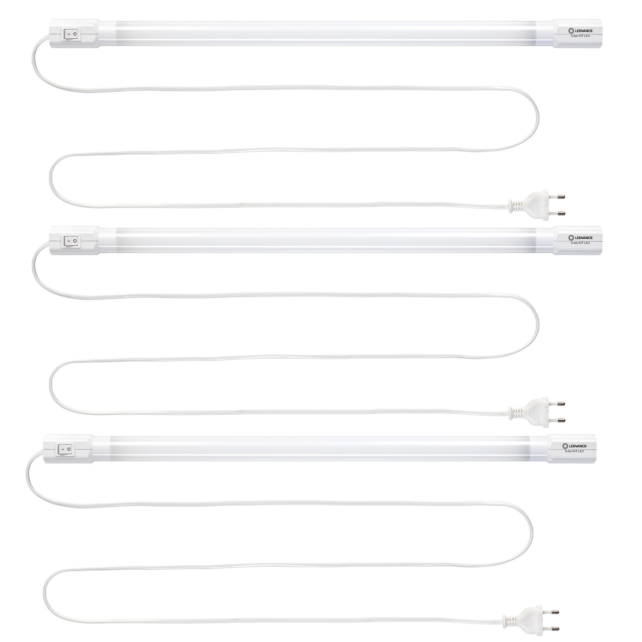 LEDVANCE 3er-Set 19-W-LED-Leuchte TubeKit 1200- 3000 K- 1-8-m-Zuleitung und An-Aus-Schalter- 120 cm