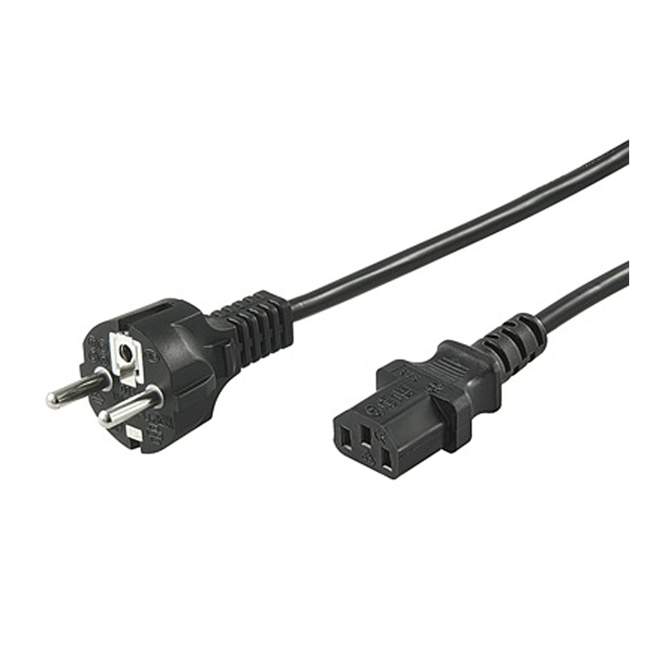 Netzkabel- Schutzkontakt-Stecker auf Kaltgertestecker IEC 320-C13 Buchse 2 m- schwarz