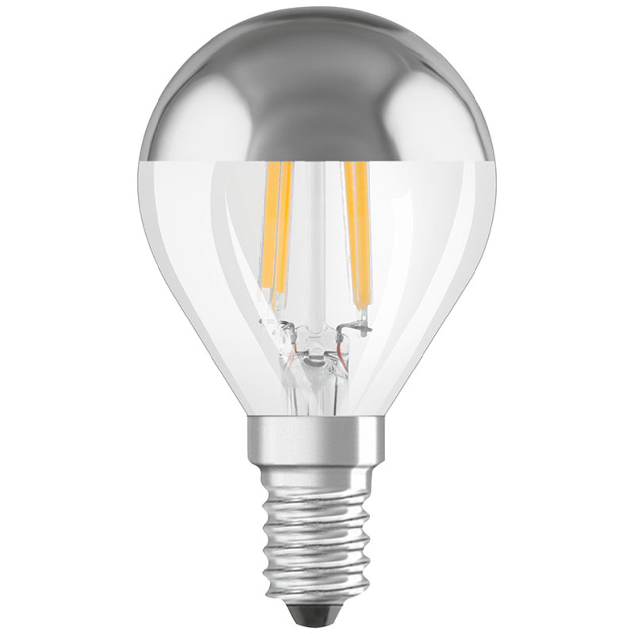 OSRAM LED FILAMENT MIRROR 4-W-LED-Tropfenlampe E14 mit Spiegelkopf- warmweiss unter Beleuchtung