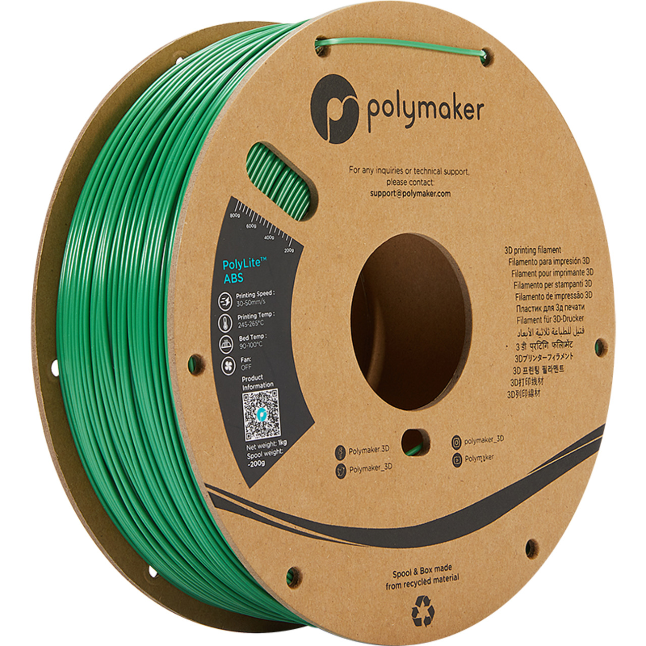 Polymaker ABS-Filament PolyLite- 1-75 mm- grn- 1 kg