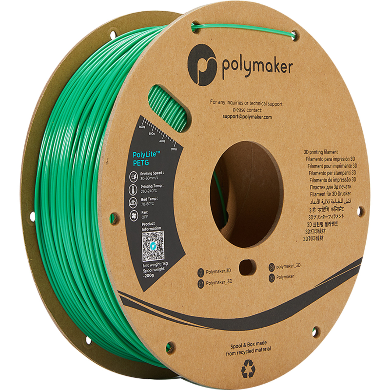 Polymaker PETG-Filament PolyLite- 1-75 mm- grn 1 kg