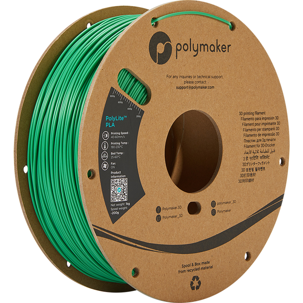 Polymaker PLA-Filament PolyLite- grn- 1-75 mm- 1 kg