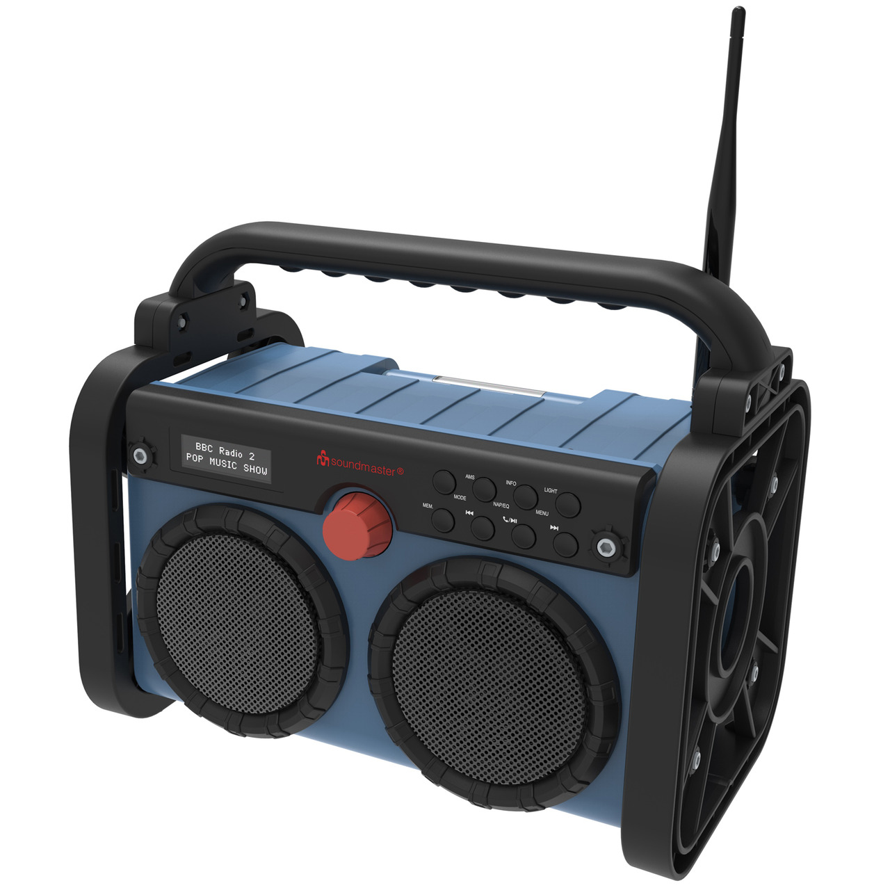 Soundmaster Baustellenradio DAB85BL- DAB+-UKW- Akku- und Netzbetrieb- 10-W-RMS- IP44- Gartenradio