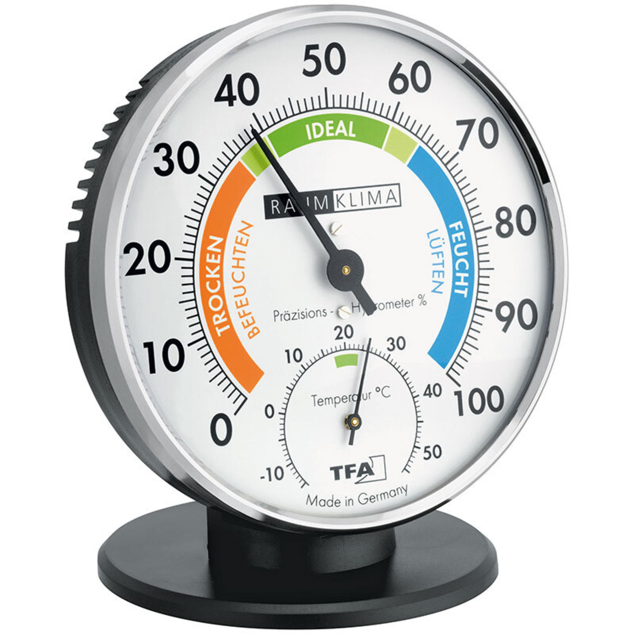 TFA Analoges Thermo-Hygrometer- mit farbigen Komfortzonen- mit Standfuss unter Klima - Wetter - Umwelt