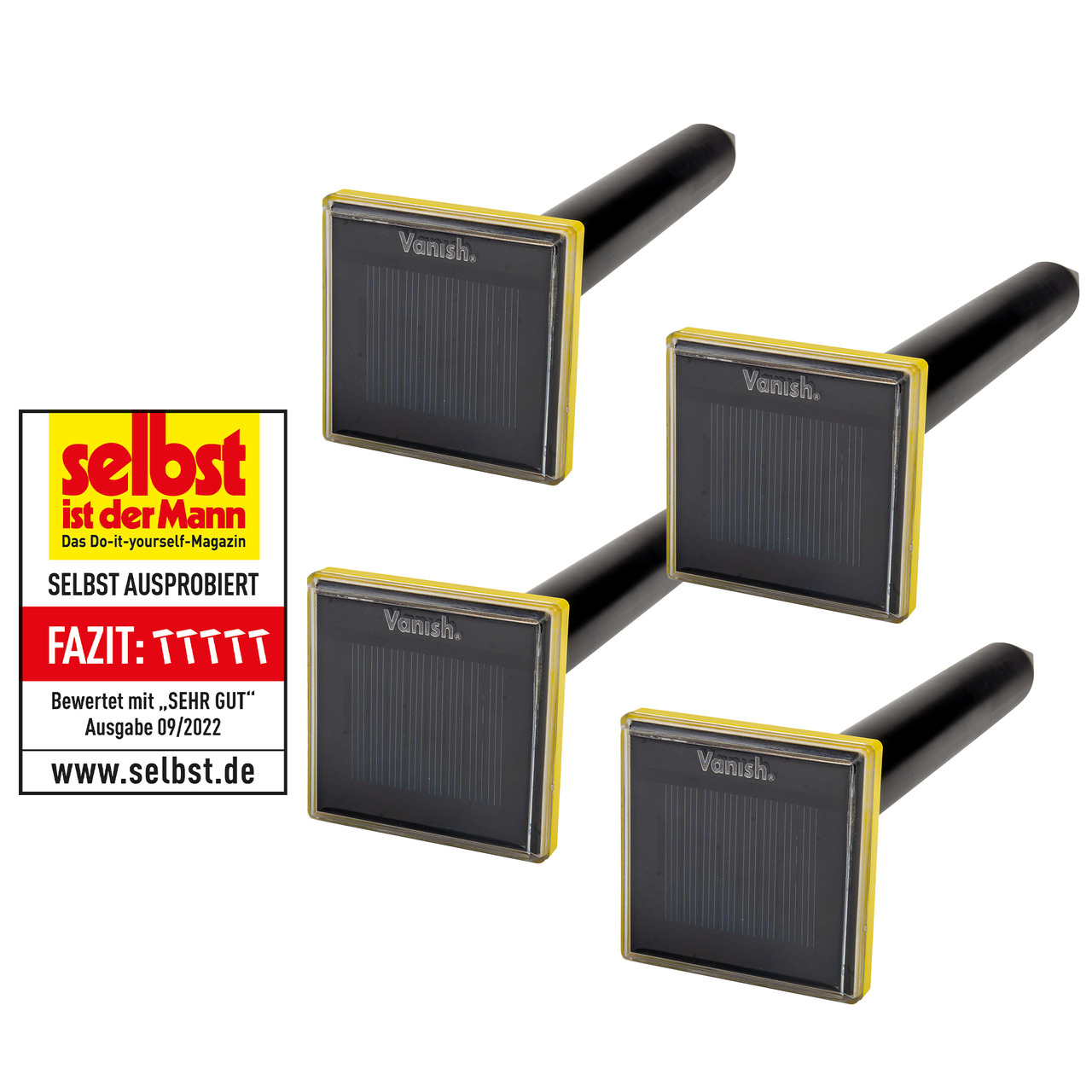 Vanish 4er-Spar-Set Solar-Maulwurfvertreiber MVT-2- Schallimpuls- Solarbetrieb- IP65 unter Freizeit- und Outdoortechnik