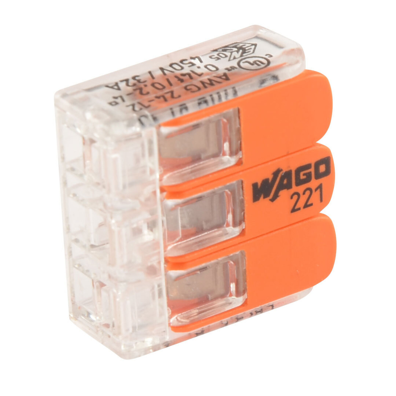 Wago 221-413 COMPACT Verbindungsklemme 3 x 4 mm- 50 Stck